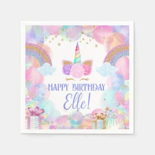 Rainbows and Unicorns Birthday Party Napkins