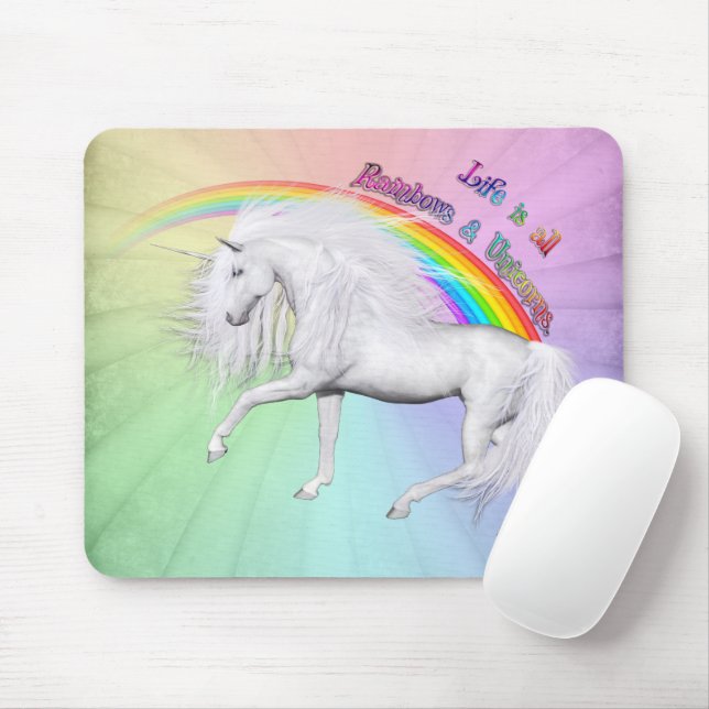 Rainbows and Unicorns Mouse Mat (With Mouse)