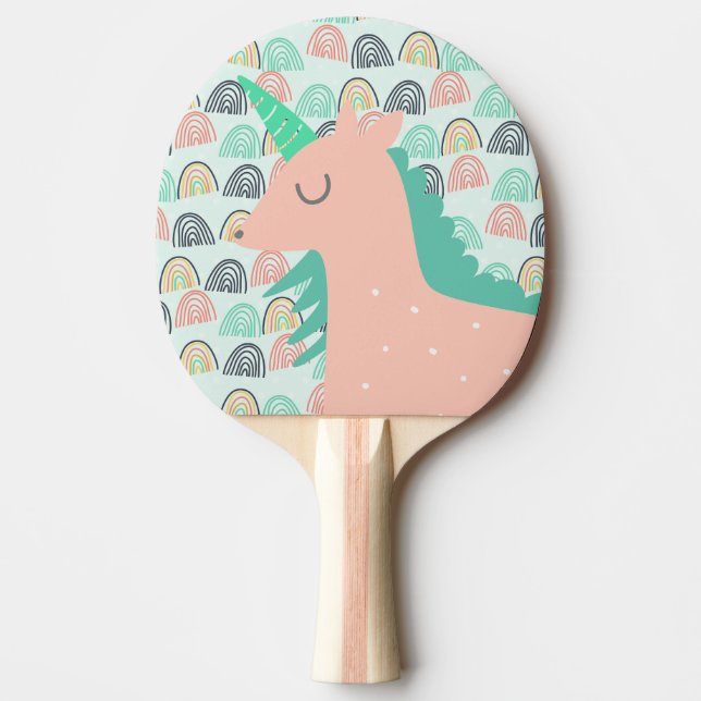 Rainbows and Unicorns Ping Pong Paddle (Front)