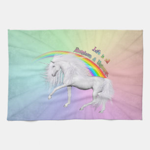 Rainbows and Unicorns Tea Towel