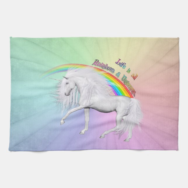 Rainbows and Unicorns Tea Towel (Horizontal)