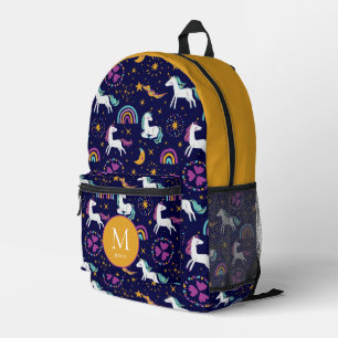 Rainbows and Unicorns with mustard Printed Backpack