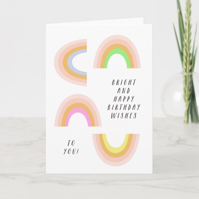 Rainbows Birthday Card, modern, bright, kids Card (Front)
