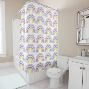 Rainbows Boho Pink Blue Yellow Fun Cute Shower Curtain