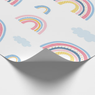 Rainbows Boho Pink Blue Yellow Fun Cute Wrapping Paper