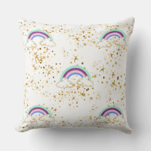 Rainbows Clouds And Stars Cushion