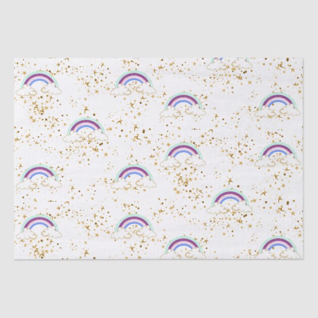 Rainbows Clouds And Stars Tissue Paper (Front)