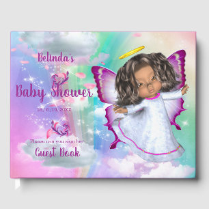 Rainbows, Fluffy clouds & Butterfly Baby Girl Guest Book