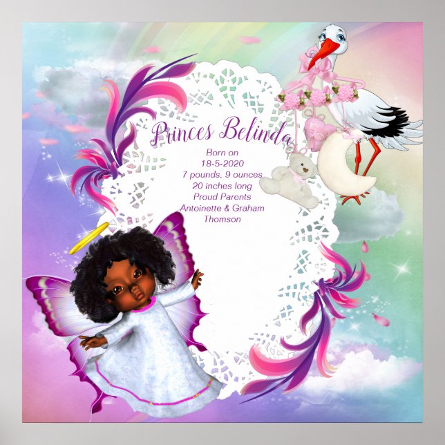 Rainbows, Fluffy clouds & Butterfly Baby Girl Poster (Front)