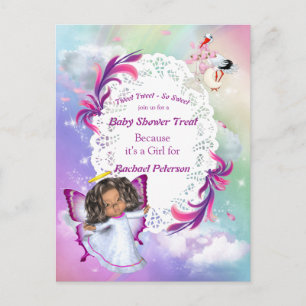 Rainbows, Fluffy Clouds & Butterfly Baby Shower Postcard