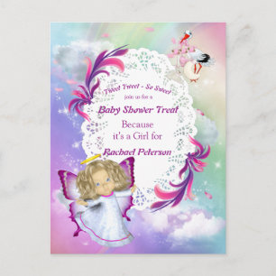 Rainbows, Fluffy Clouds & Butterfly Baby Shower Postcard