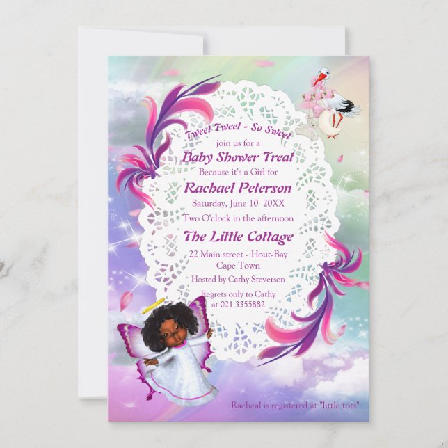 Rainbows, Fluffy Clouds, Butterfly Baby Shower Thank You Card (Front)