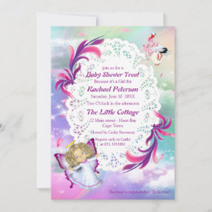 Rainbows, Fluffy Clouds, Butterfly Baby Shower Thank You Card