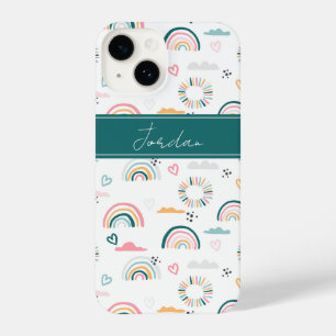Rainbows & Hearts Pattern iPhone 14 Case