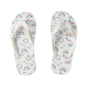 Rainbows & Hearts Pattern Kid's Flip Flops