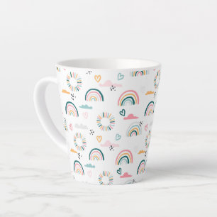 Rainbows & Hearts Pattern Latte Mug