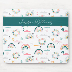 Rainbows & Hearts Pattern Mouse Mat