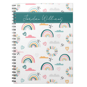 Rainbows & Hearts Pattern Notebook