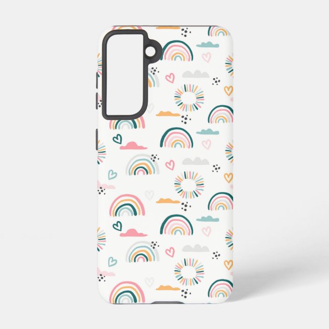Rainbows & Hearts Pattern Samsung Galaxy S21 Case (Back)