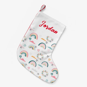 Rainbows & Hearts Pattern Small Christmas Stocking