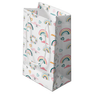 Rainbows & Hearts Pattern Small Gift Bag