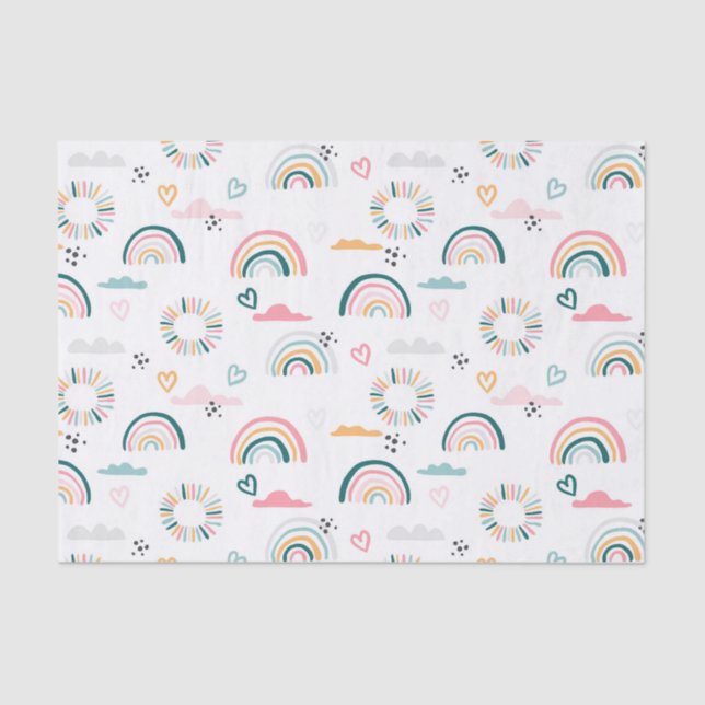 Rainbows & Hearts Pattern Tissue Paper (Front)
