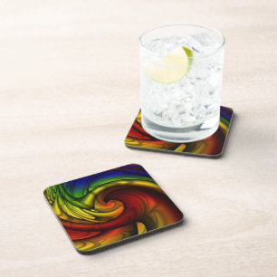 Rainbows & Honey Rainbow Fractal Art Coaster