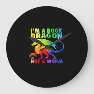 Rainbows I'm A Book Dragons Not A Worm LGBT Gay Pr Large Clock