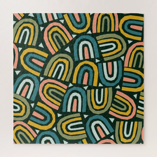 Rainbows in geometric style, vintage pattern. jigsaw puzzle (Vertical)