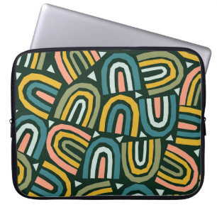 Rainbows in geometric style, vintage pattern. laptop sleeve