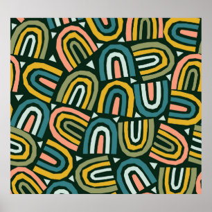 Rainbows in geometric style, vintage pattern. poster