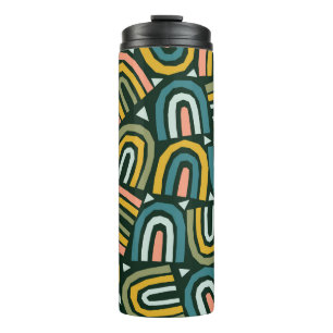 Rainbows in geometric style, vintage pattern. thermal tumbler