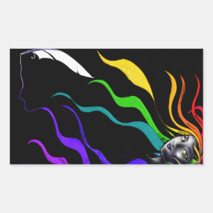 Rainbows In Her Hair Rectangular Sticker