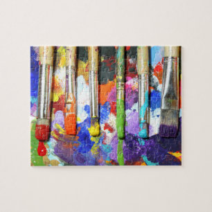 Rainbows In Progress Artist's Brushes Photography Jigsaw Puzzle