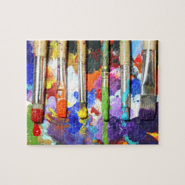 Rainbows In Progress Artist's Brushes Photography Jigsaw Puzzle (Horizontal)