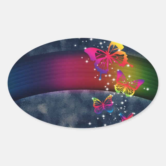 Rainbows n Butterflies Oval Sticker (Front)