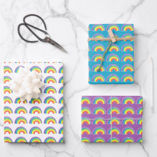 Rainbows on crafting and decoupage wrapping paper sheet