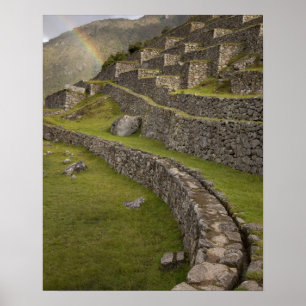 Rainbows over the agricultural terraces, Machu Poster