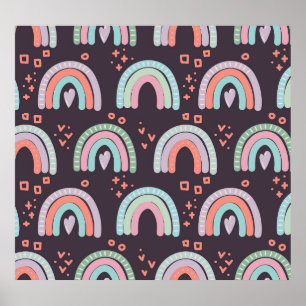 Rainbows & Raindrops: Scandinavian Seamless Poster