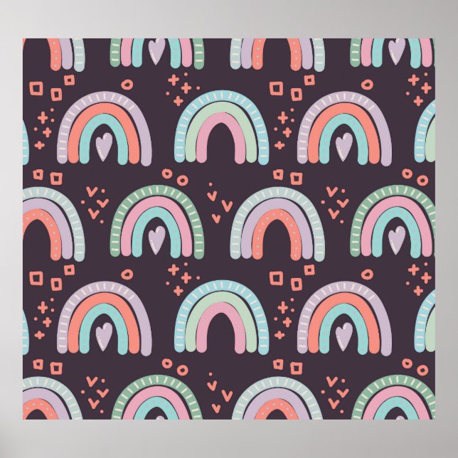 Rainbows & Raindrops: Scandinavian Seamless Poster (Front)
