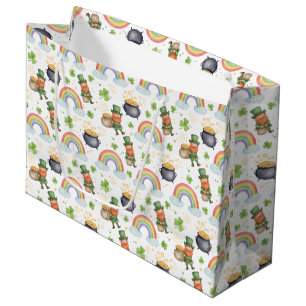 Rainbows Shamrocks Leprechauns St Patrick's Day  Large Gift Bag