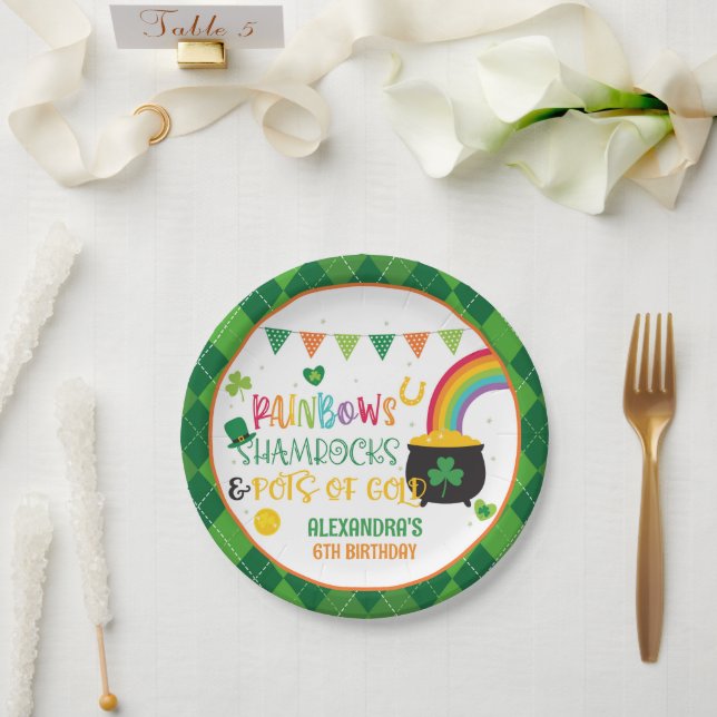Rainbows, Shamrocks & Pots of Gold Paper Plates (Wedding)
