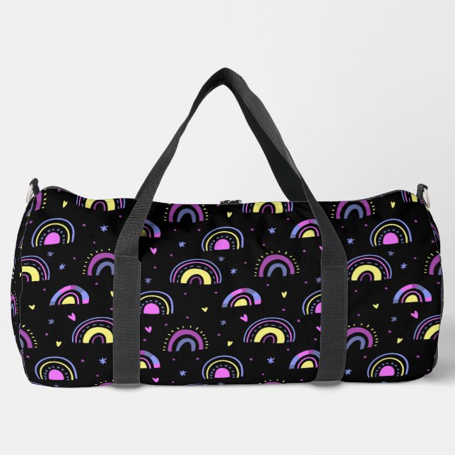 Rainbows, Stars and Hearts Pattern Duffle Bag (Front)