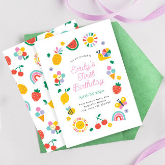 Rainbows Sunshine Party Invite, Summer Birthday Invitation