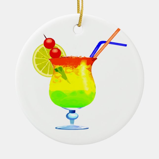 Rainbows Tropical Drink Ceramic Tree Decoration (Front)