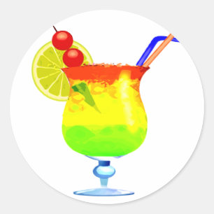 Rainbows Tropical Drink Classic Round Sticker