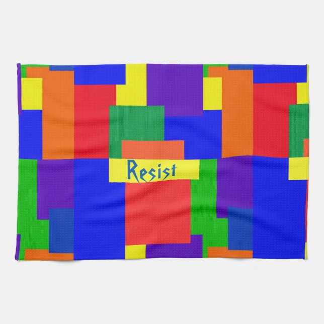 Rainbpw Resist Patchwork Quilt Kitchen Towel (Horizontal)