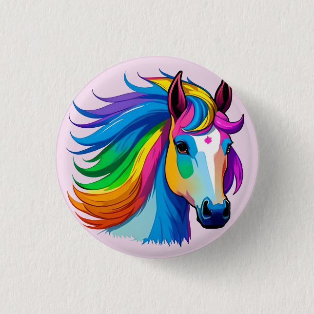Raindbow Horse 3 Cm Round Badge (Front)
