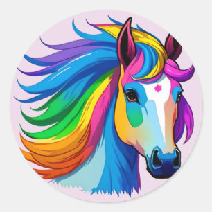 Raindbow Horse Classic Round Sticker