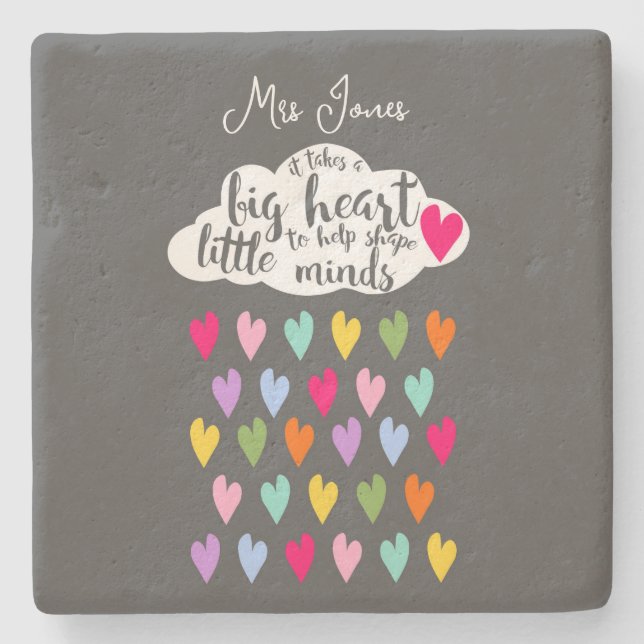 Raindrop  and cloud colourful teacher gift stone coaster (Front)